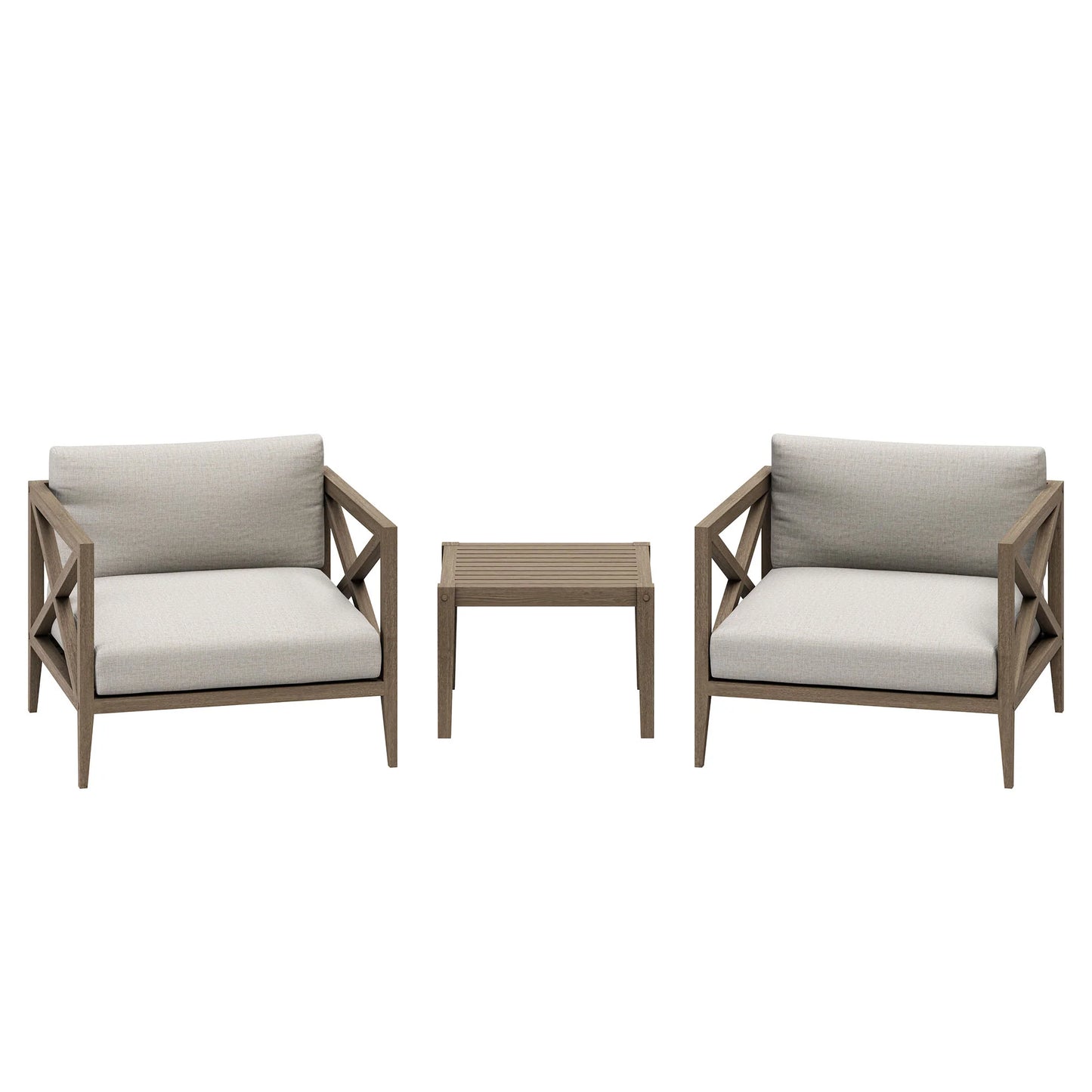 Northlake 3-Piece Outdoor Teak Wood Furniture Set with Armchair and Side Table