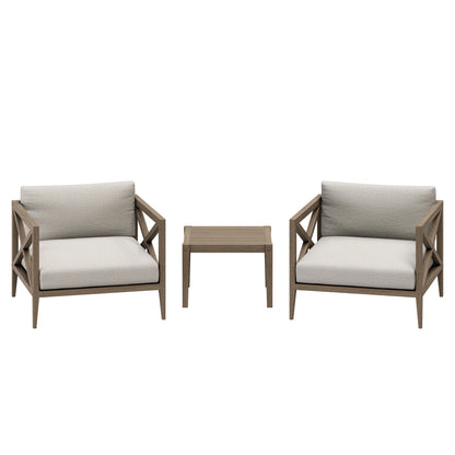 Northlake 3-Piece Outdoor Teak Wood Furniture Set with Armchair and Side Table