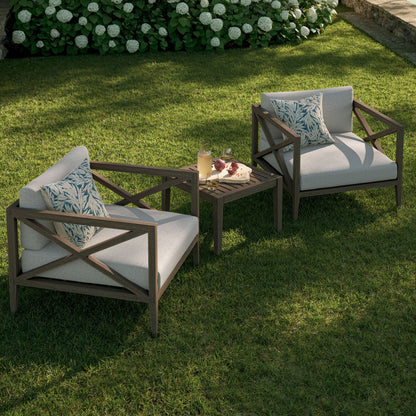 Northlake 3-Piece Outdoor Teak Wood Furniture Set with Armchair and Side Table