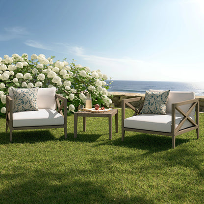 Northlake 3-Piece Outdoor Teak Wood Furniture Set with Armchair and Side Table