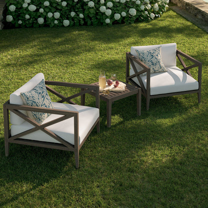 Northlake 3-Piece Outdoor Teak Wood Furniture Set with Armchair and Side Table