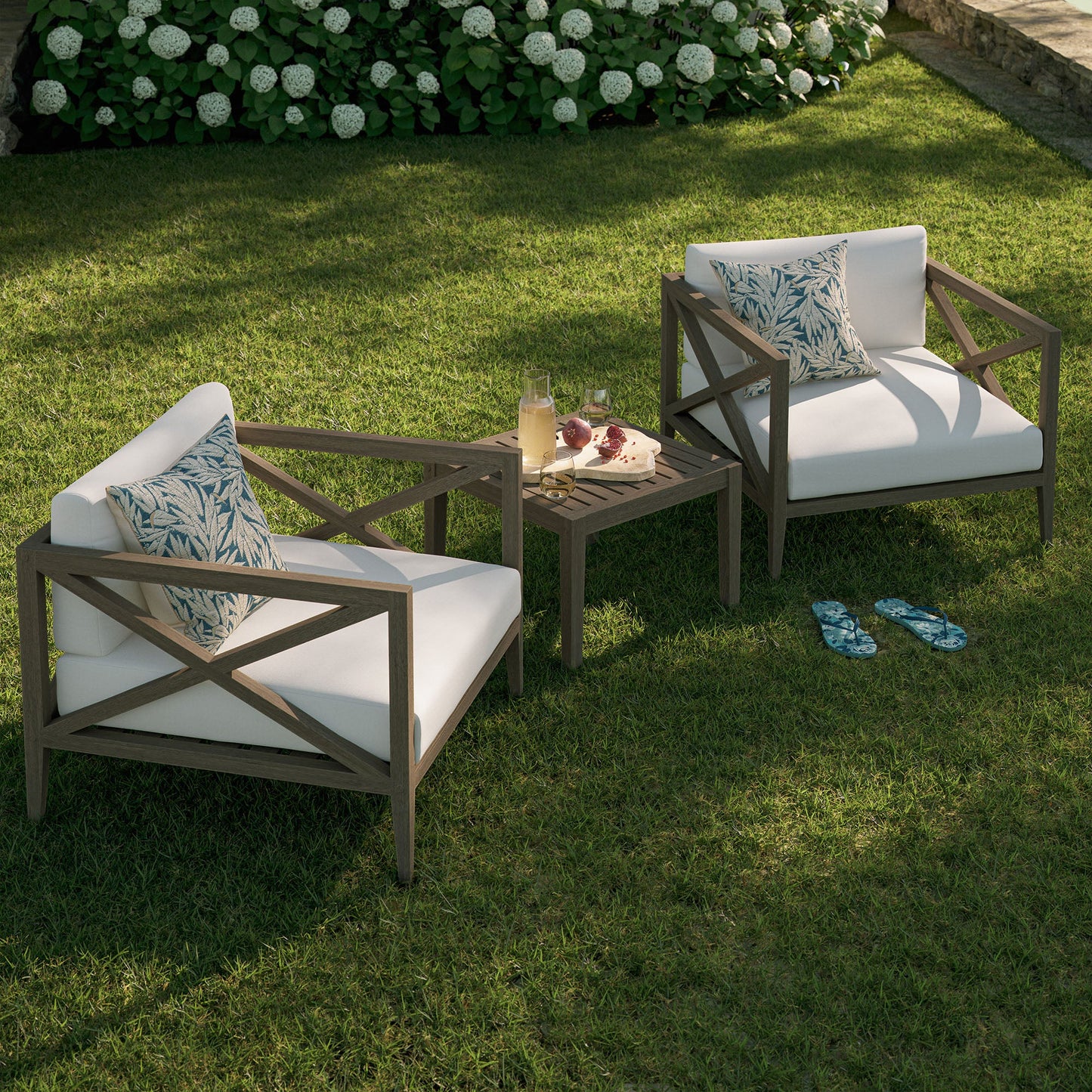 Northlake 3-Piece Outdoor Teak Wood Furniture Set with Armchair and Side Table
