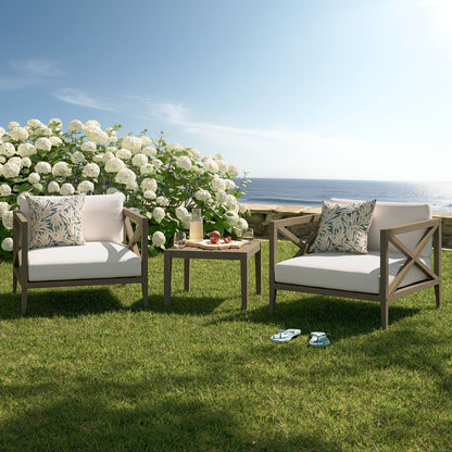 Northlake 3-Piece Outdoor Teak Wood Furniture Set with Armchair and Side Table