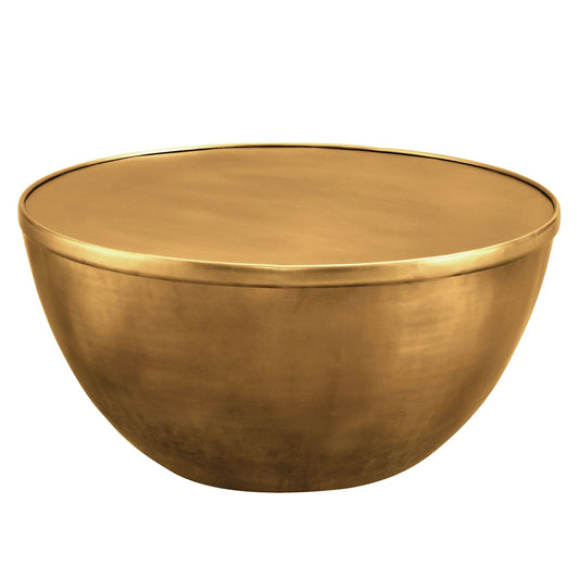 Viora 32-Inch Metal Storage Coffee Table – Burnished Brass Finish with Hidden Storage