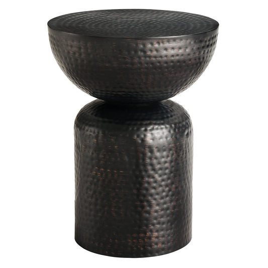 Mella Metal Hammered Side Table – Modern Black Finish with Textured Design