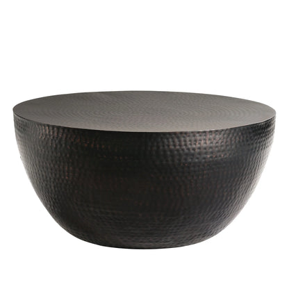 Mella 32-Inch Metal Hammered Coffee Table – Stylish Black Finish with Unique Textured Design