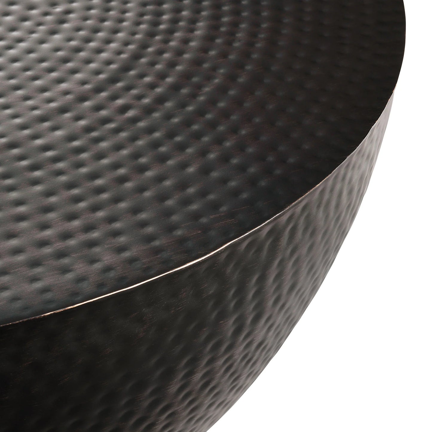 Mella 32-Inch Metal Hammered Coffee Table – Stylish Black Finish with Unique Textured Design
