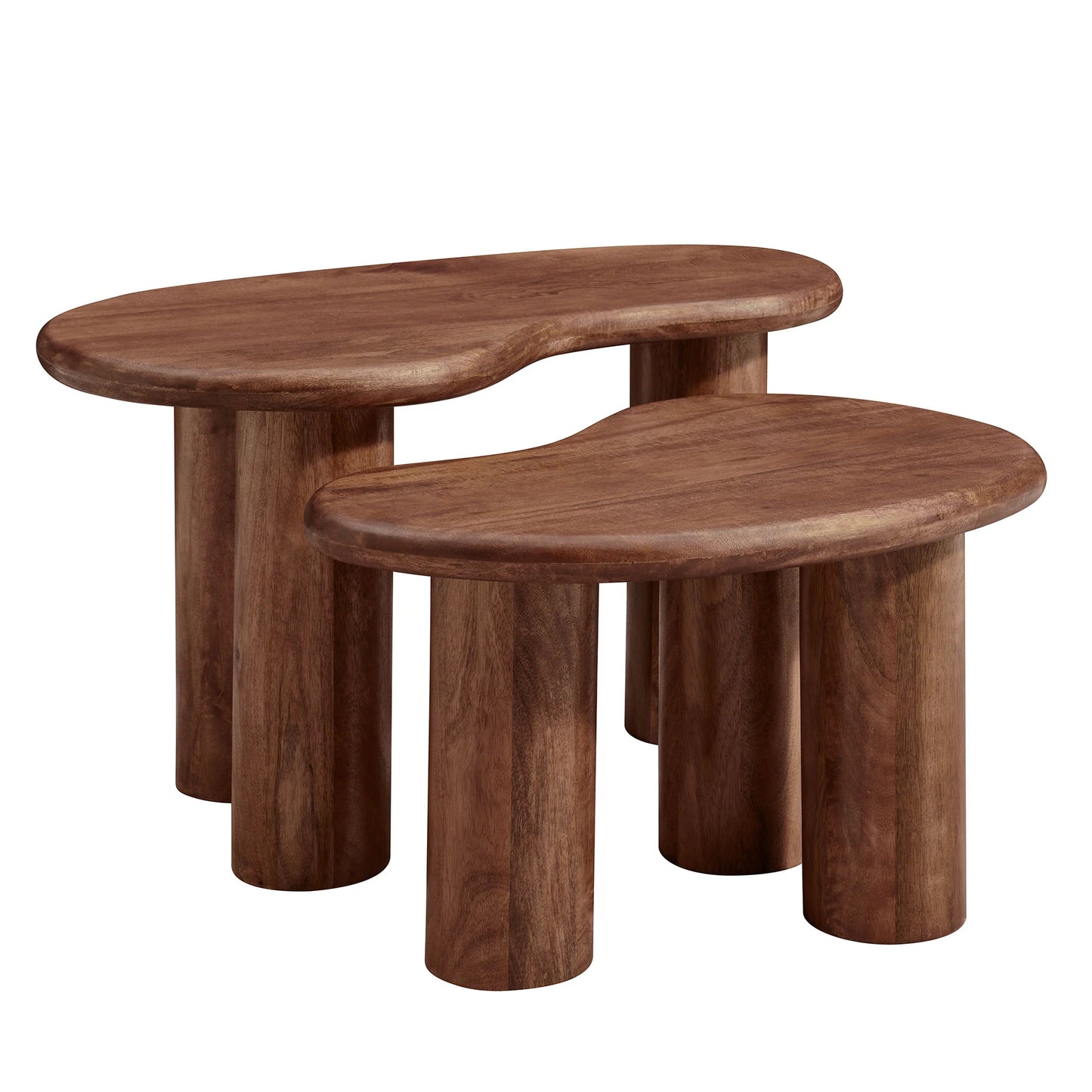 Hackney Mango Wood Nesting Coffee Table Set – Modern Space-Saving Design