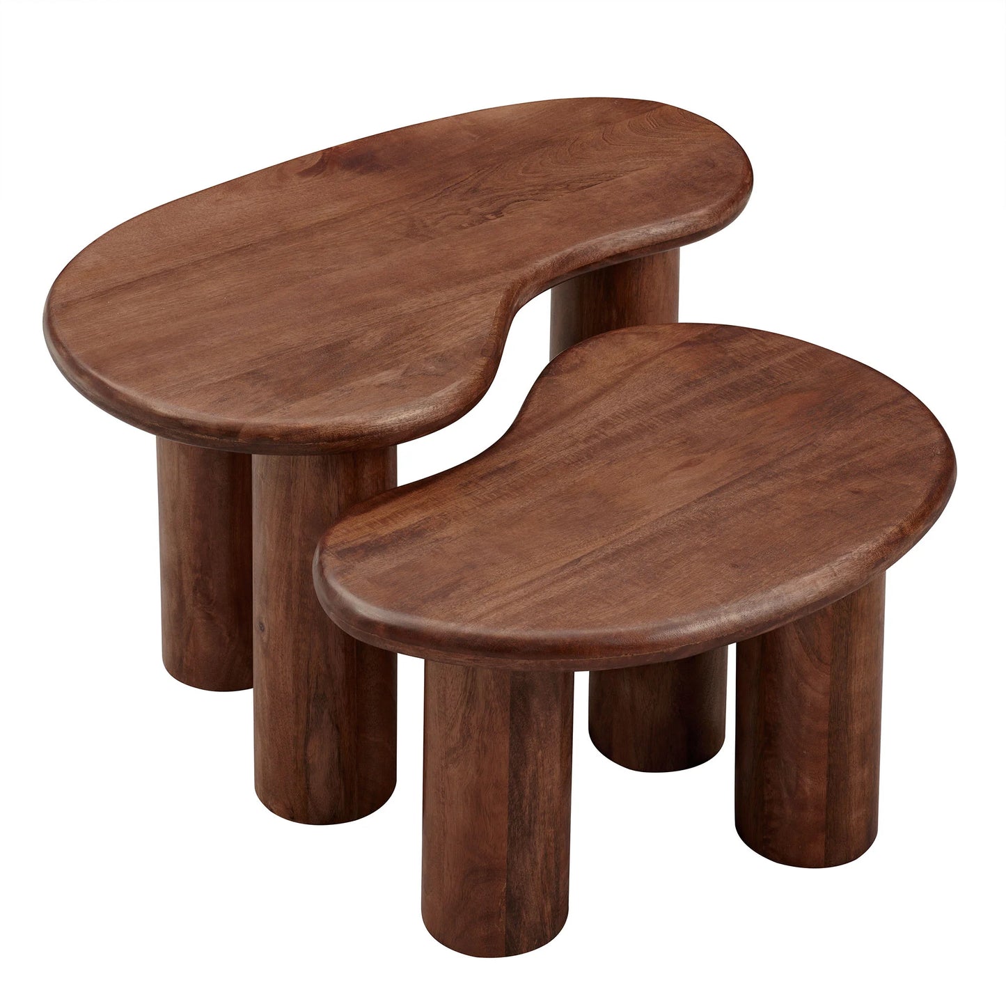 Hackney Mango Wood Nesting Coffee Table Set – Modern Space-Saving Design