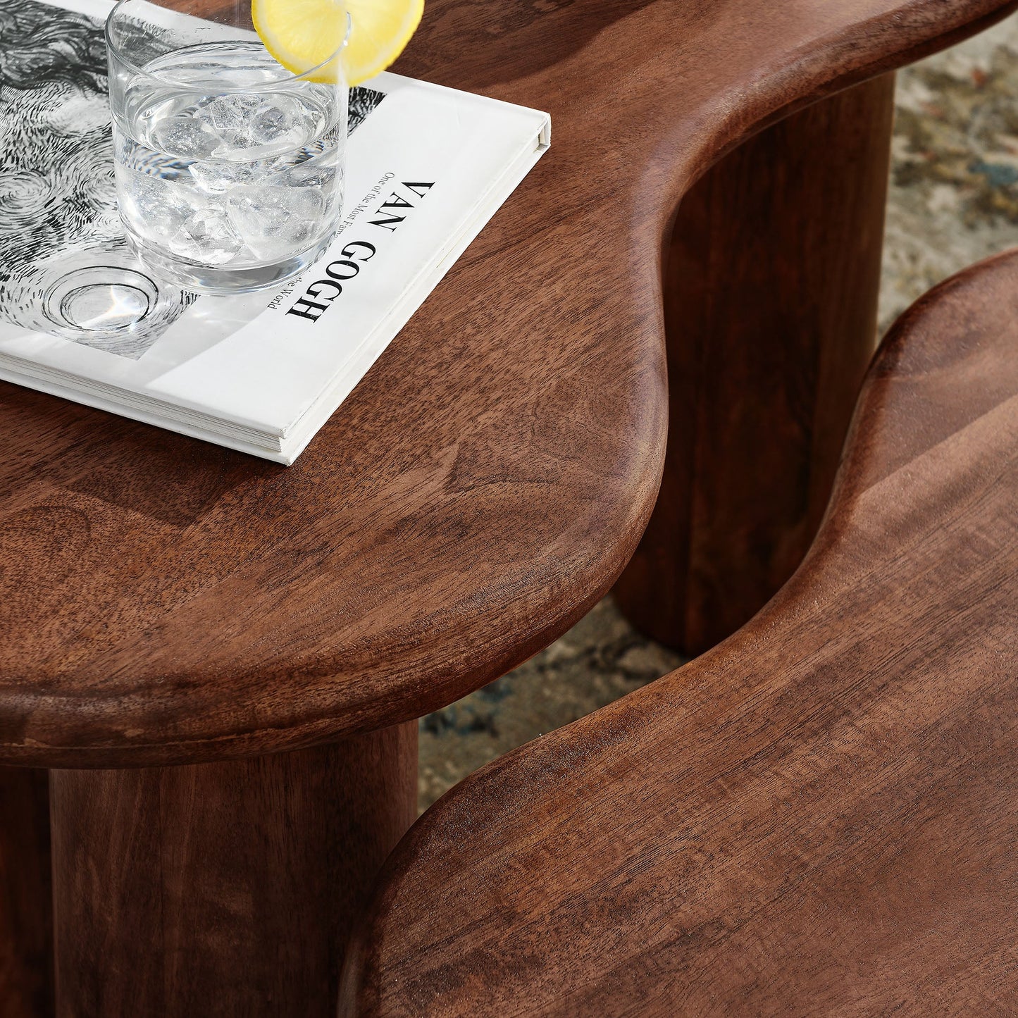 Hackney Mango Wood Nesting Coffee Table Set – Modern Space-Saving Design