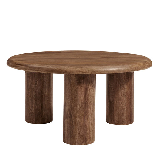 Mavina Round Mango Wood Coffee Table – Walnut Finish