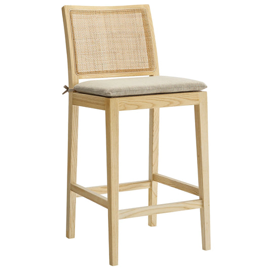 Ovard Wood and Rattan Counter Stool in Natural – Stylish and Comfortable Seating for Kitchen Counters and Home Bars