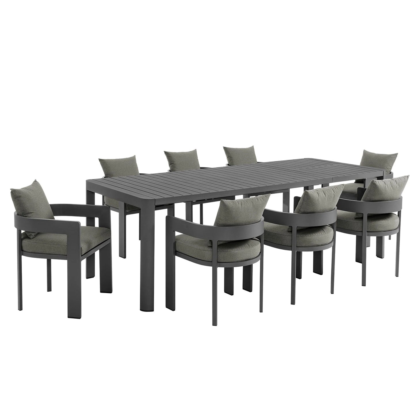 Tahoe 9-Piece Outdoor Aluminum Dining Set – Extendable Table for Spacious Modern Patio Entertaining