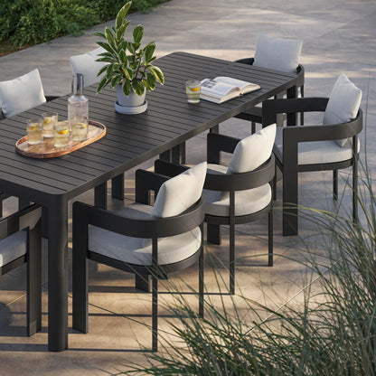 Tahoe 9-Piece Outdoor Aluminum Dining Set – Extendable Table for Spacious Modern Patio Entertaining