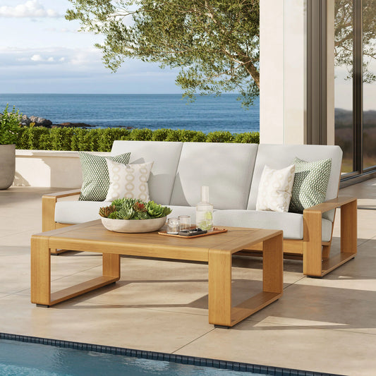 Lirienne 2-Piece Outdoor Patio Furniture Set – Aluminum Frame with Faux Wood & Cushions