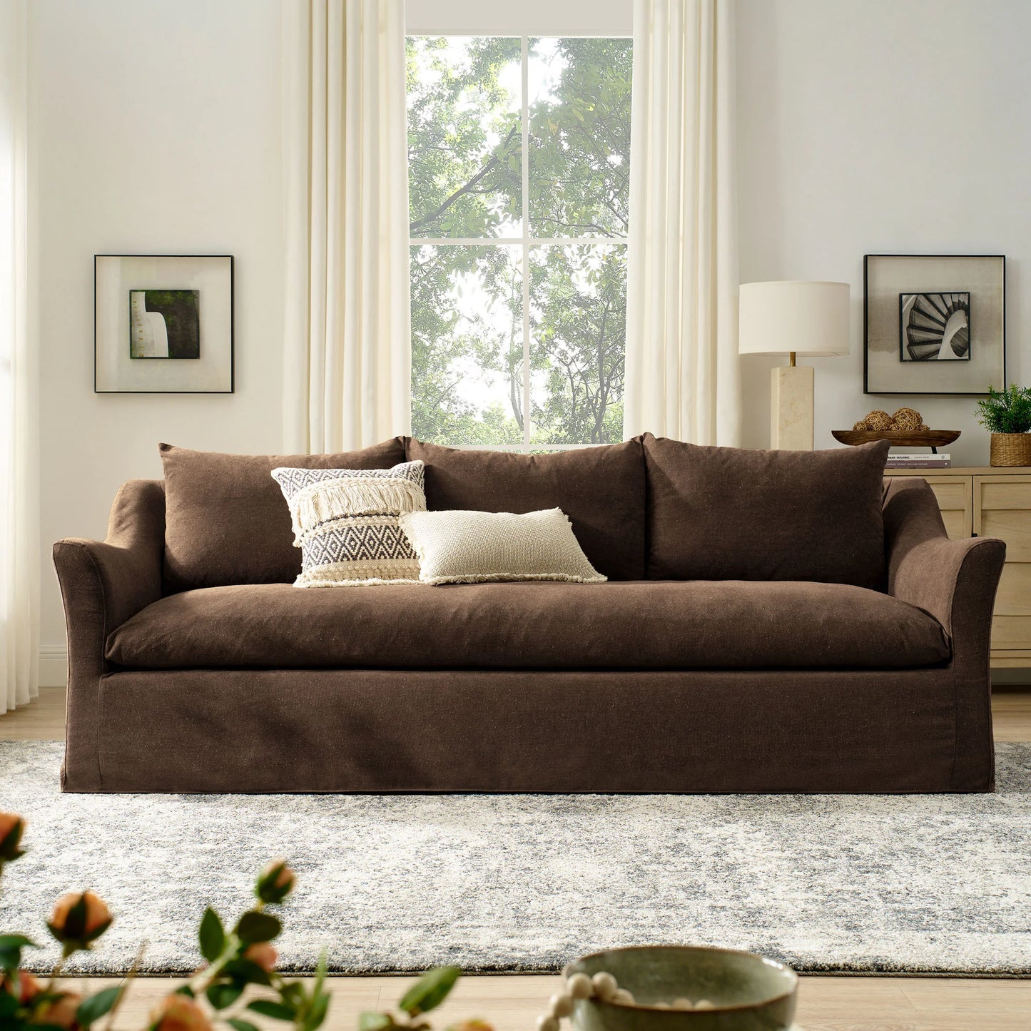 Somerset 92" Linen Blend Sofa
