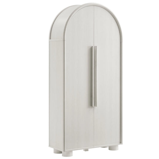 Bellamy Tall Arched Storage Cabinet – Elegant Ash Finish with Spacious Shelving and Storage