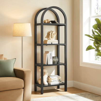 Vexley 72" Tall Narrow Arched Bookshelf – Elegant Vertical Storage