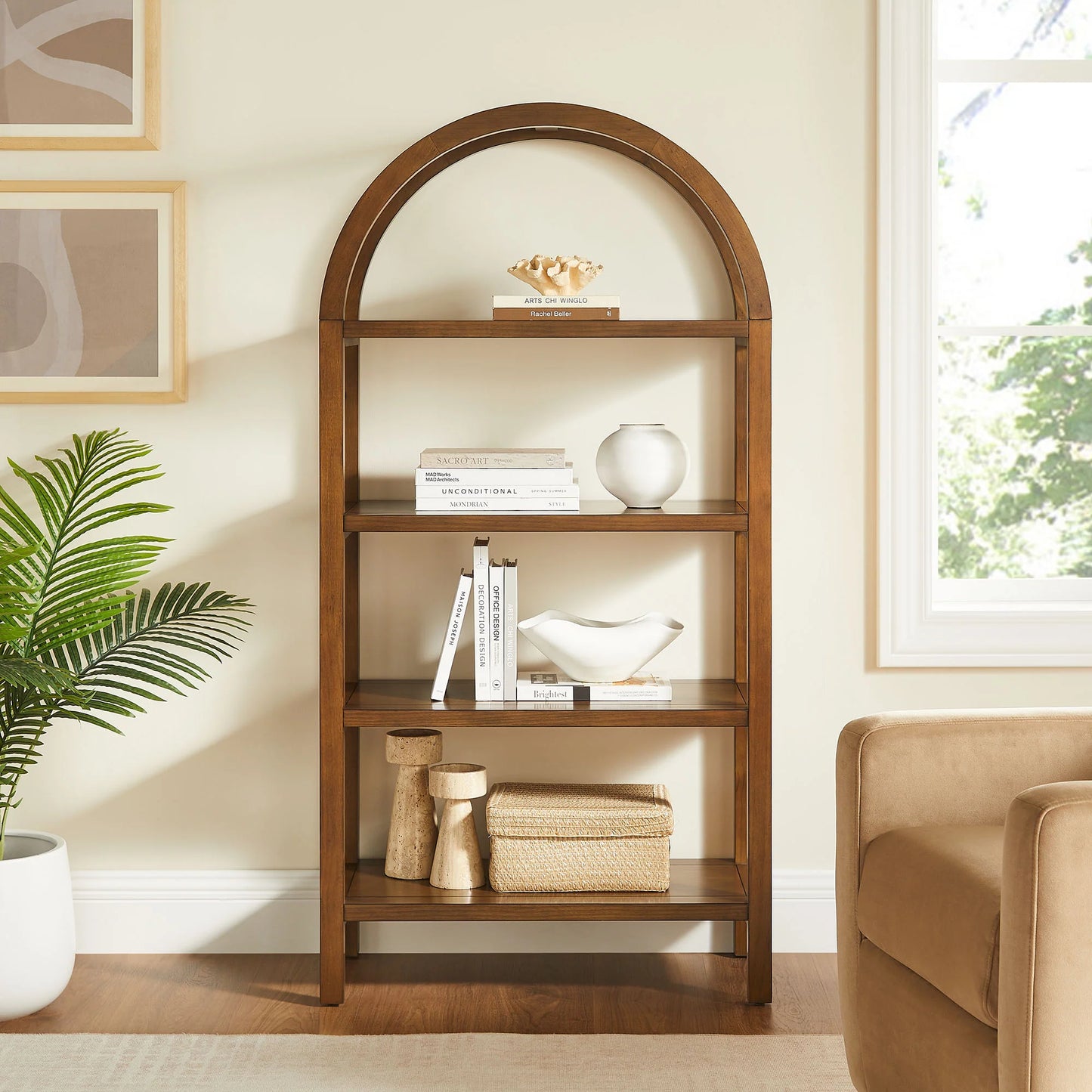 Vexley 60" Wide Arched Bookshelf – Elegant & Spacious Storage