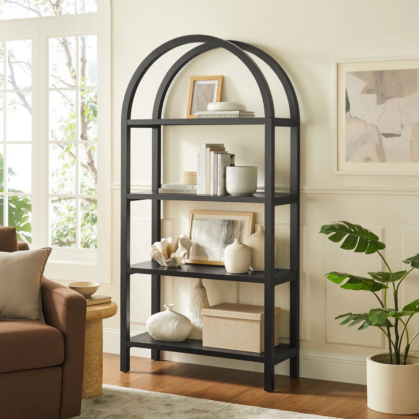 Vexley 72" Arched Bookshelf – Tall & Stylish Storage for Any Room