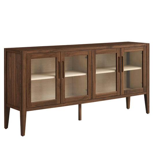 Nell Glass Door Sideboard Cabinet – 72" Walnut Finish with Ample Storage