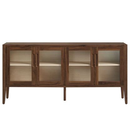 Nell Glass Door Sideboard Cabinet – 72" Walnut Finish with Ample Storage