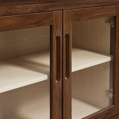 Nell Glass Door Sideboard Cabinet – 72" Walnut Finish with Ample Storage