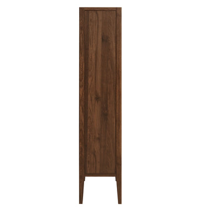 Nell 71" Tall Walnut Display Cabinet with Glass Doors – Elegant Storage Solution