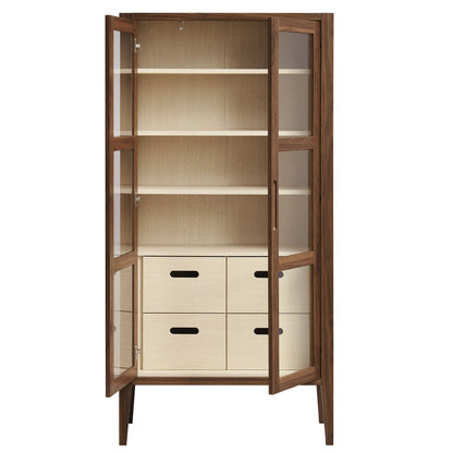Nell 71" Tall Walnut Display Cabinet with Glass Doors – Elegant Storage Solution