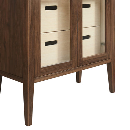 Nell 71" Tall Walnut Display Cabinet with Glass Doors – Elegant Storage Solution