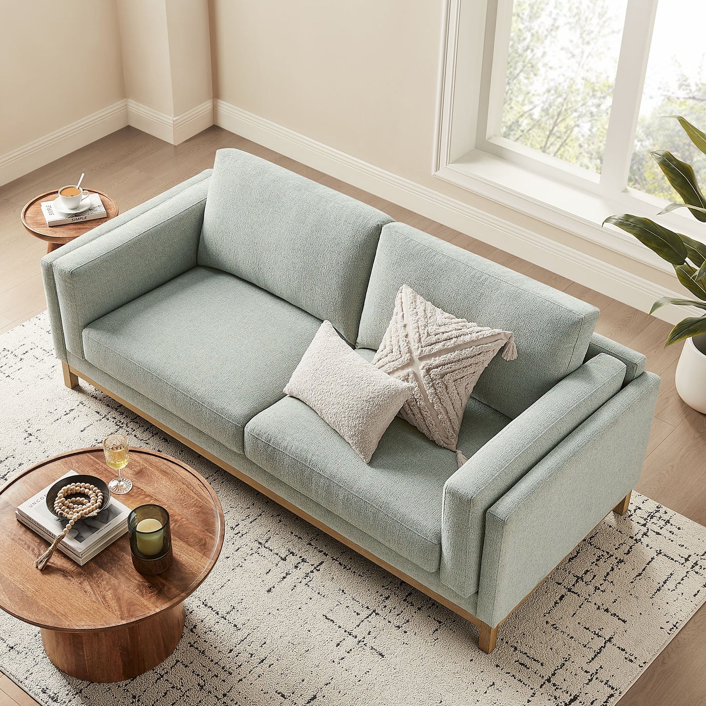 Roscoe 81-Inch Vegan Leather Sofa – Modern 3-Seater Couch with Clean Lines & Upholstered Finish