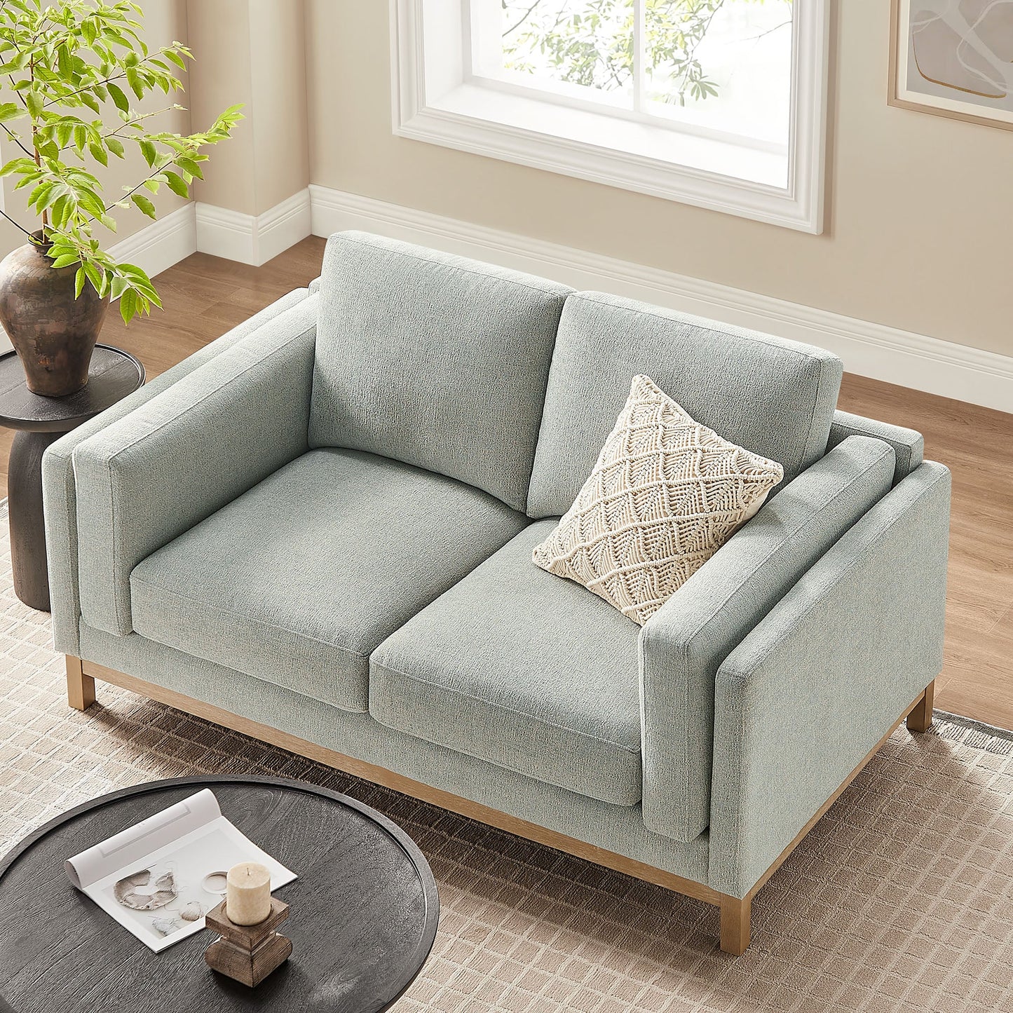 Roscoe 63-Inch Vegan Leather Loveseat – Modern 2-Seater Sofa with Clean Lines & Upholstered Finish