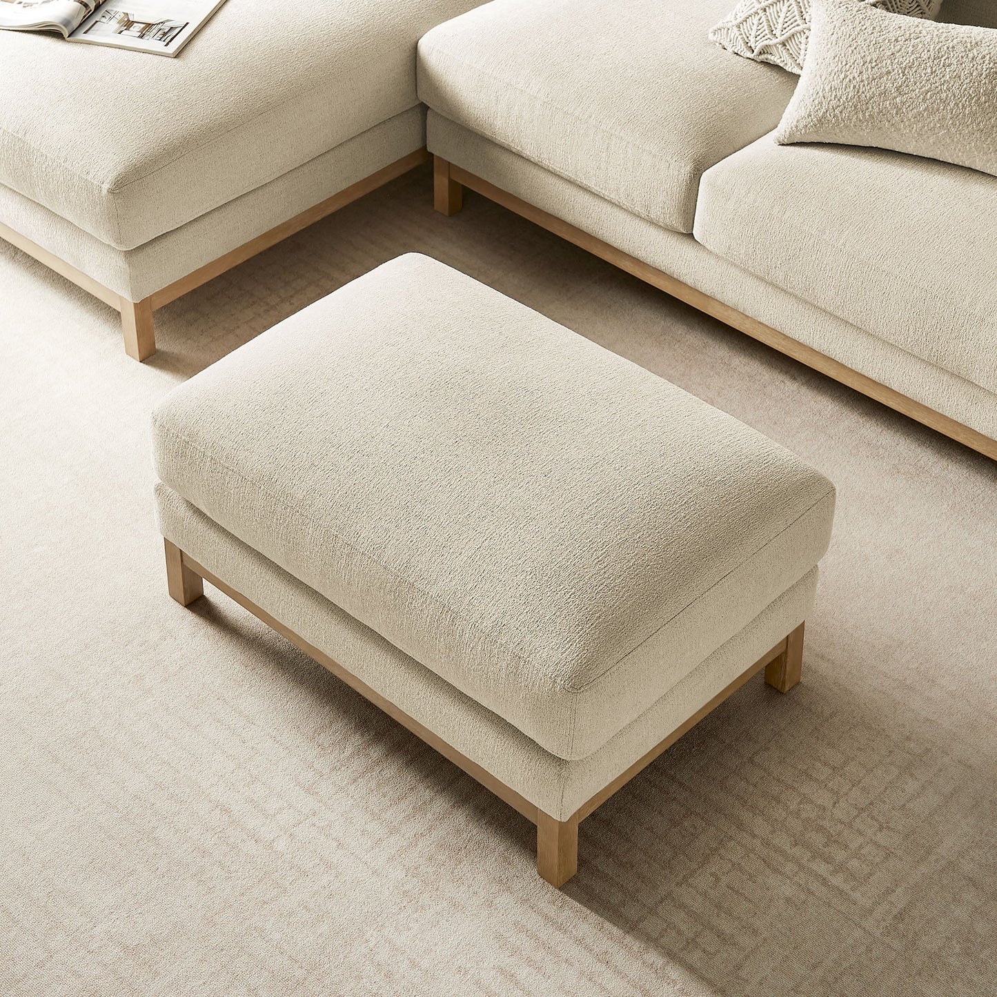 Roscoe Vegan Leather Ottoman – Modern Upholstered Footrest or Coffee Table Accent