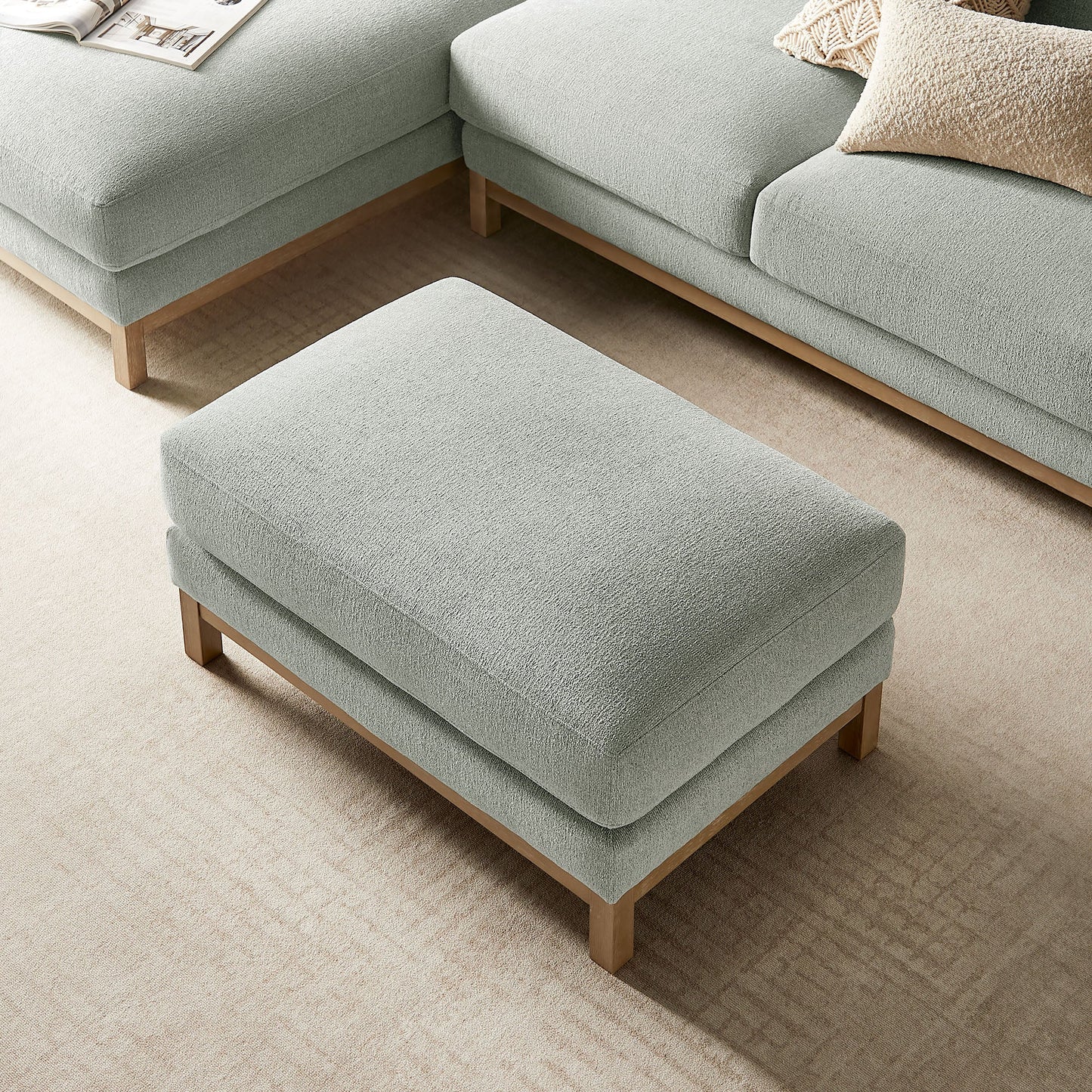 Roscoe Vegan Leather Ottoman – Modern Upholstered Footrest or Coffee Table Accent