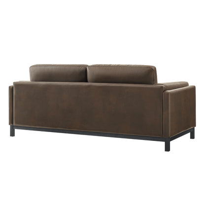 Roscoe 81-Inch Vegan Leather Sofa – Modern 3-Seater Couch with Clean Lines & Upholstered Finish