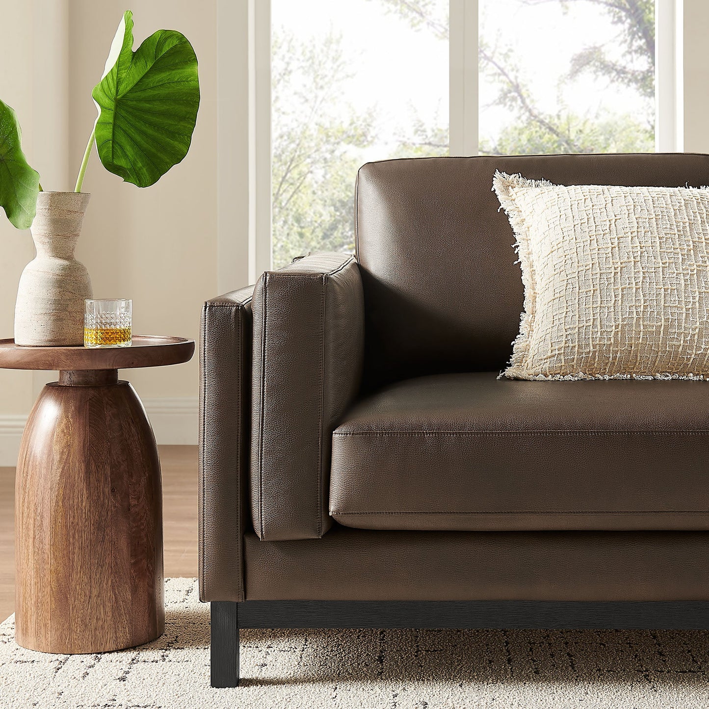 Roscoe 81-Inch Vegan Leather Sofa – Modern 3-Seater Couch with Clean Lines & Upholstered Finish