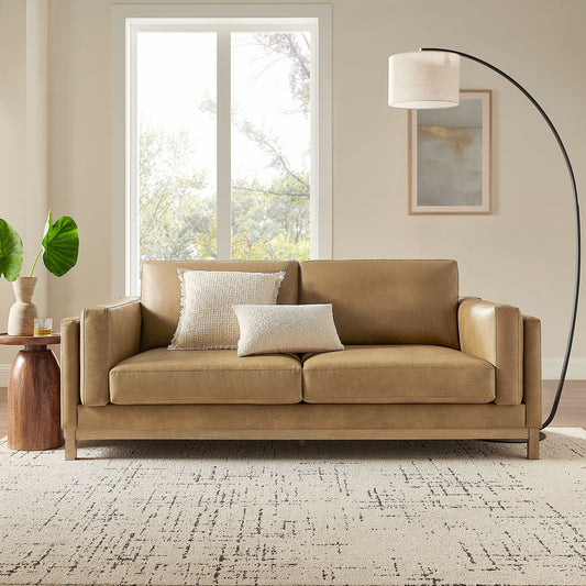 Roscoe 81-Inch Vegan Leather Sofa – Modern 3-Seater Couch with Clean Lines & Upholstered Finish