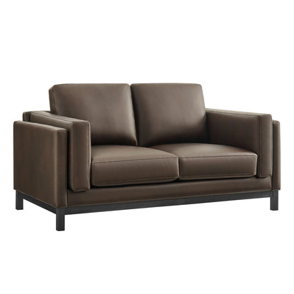 Roscoe 63-Inch Vegan Leather Loveseat – Modern 2-Seater Sofa with Clean Lines & Upholstered Finish