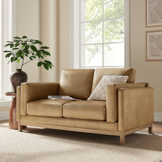 Roscoe 63-Inch Vegan Leather Loveseat – Modern 2-Seater Sofa with Clean Lines & Upholstered Finish