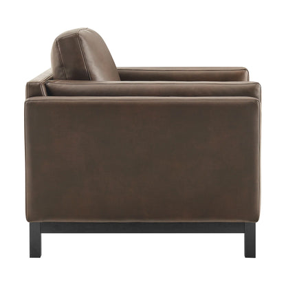 Roscoe Vegan Leather Armchair – Modern Upholstered Accent Chair with Wide Seat & Clean Lines
