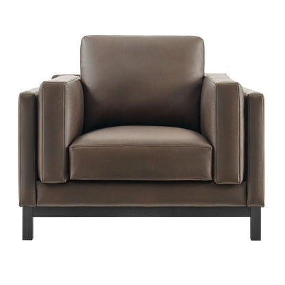Roscoe Vegan Leather Armchair – Modern Upholstered Accent Chair with Wide Seat & Clean Lines