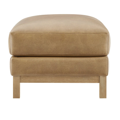 Roscoe Vegan Leather Ottoman – Modern Upholstered Footrest or Coffee Table Accent