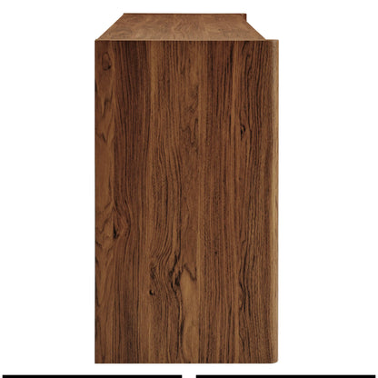 Emric Wave 66" 4-Door Sideboard in Walnut – Modern Curved Storage Cabinet