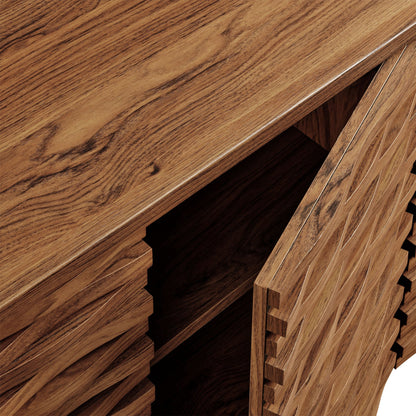 Emric Wave 66" 4-Door Sideboard in Walnut – Modern Curved Storage Cabinet