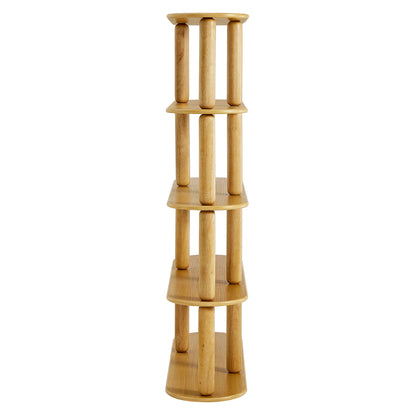 Arcus 4-Tier Oval Wood Bookshelf in Oak – Modern Open Shelf Display Unit