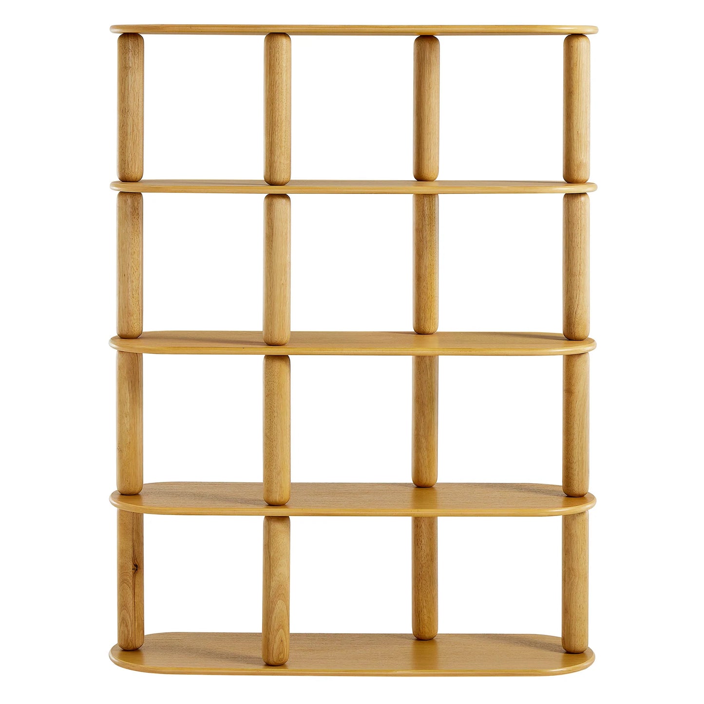Arcus 4-Tier Oval Wood Bookshelf in Oak – Modern Open Shelf Display Unit