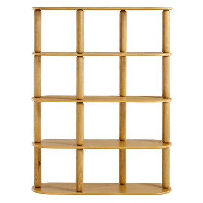 Arcus 4-Tier Oval Wood Bookshelf in Oak – Modern Open Shelf Display Unit
