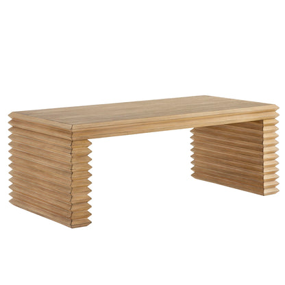 Canto Rectangular Stacked Design Coffee Table in Weathered Oak – Modern Living Room Centerpiece