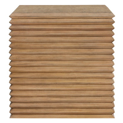 Canto Square 24" Stacked Design End Table in Weathered Oak – Modern Accent Table