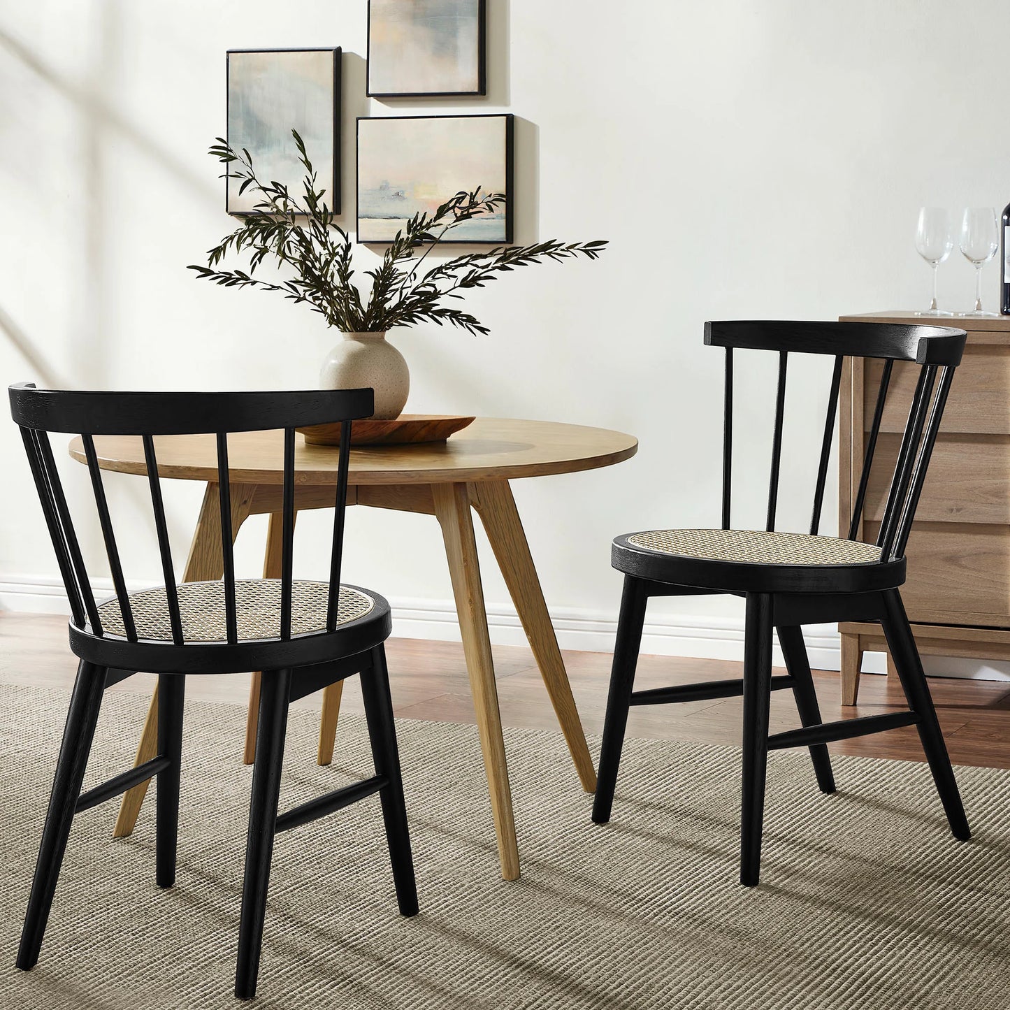 Lykke Curved Spindle Back Dining Chairs – Set of 2 Stylish Seating